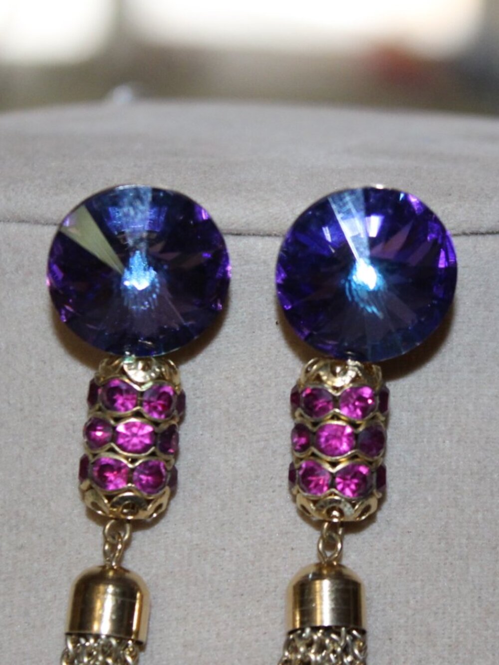 NWOT Vintage Swarovski Tassel Earrings STUNNING! - Picture 3 of 7